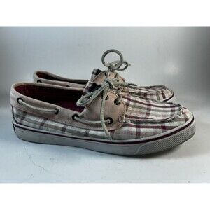Sperry Topsider Pink Plaid Sneakers Boat Shoes Women’s 9 *flaw